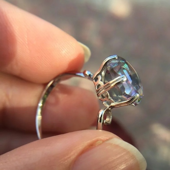 🔥LAST 1🔥NEW HEXAGON MYSTIC TOPAZ SS RING - Picture 6 of 8